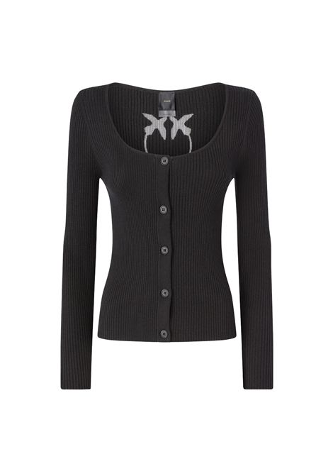 Cardigan Pinko donna 104810 A1KW Assia nero corto logo uccellini PINKO | Cardigan | 104810 A1KWZ99